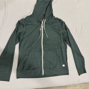 Vuori Agate Green Performance Hoodie, size large. Full zip, side pockets.
